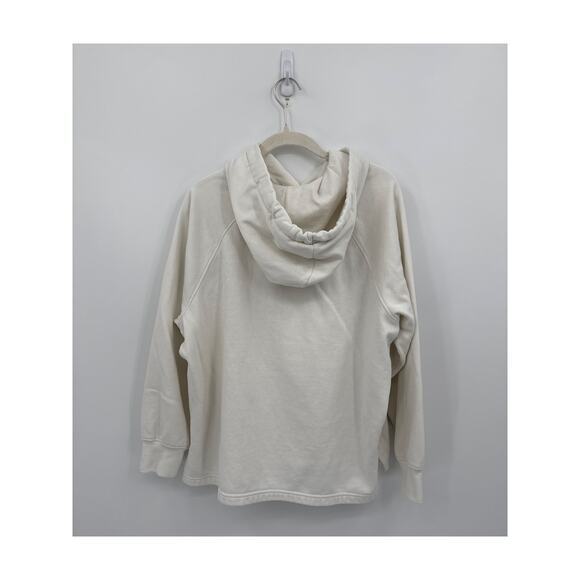 H&M Basics Cream Fleece Lined Hooded Sweatshirt Kangaroo Pocket Womens Medium - Picture 2 of 5